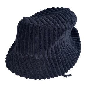 Wild Fable Adjustable Cable Black wide-wale corduroy Textured Knit Wide Brim Hat